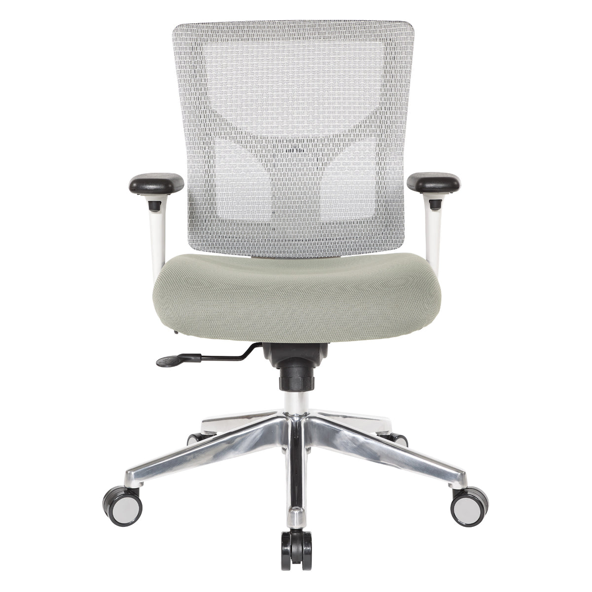 ProGrid® White Mesh Mid Back Chair, Padded Dove Ivory Seat