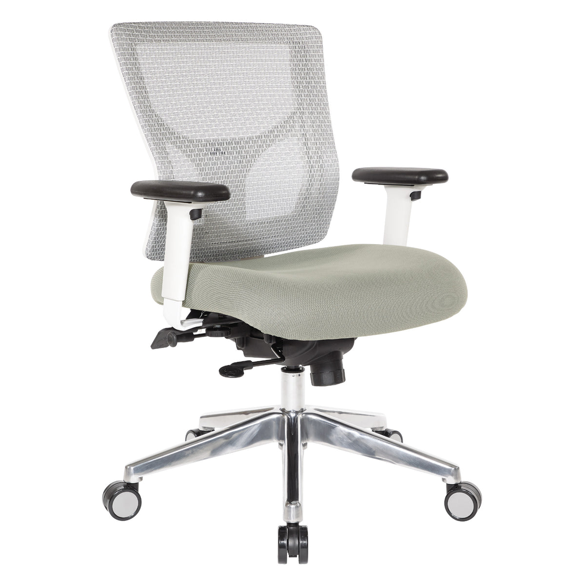 ProGrid® White Mesh Mid Back Chair, Padded Dove Ivory Seat