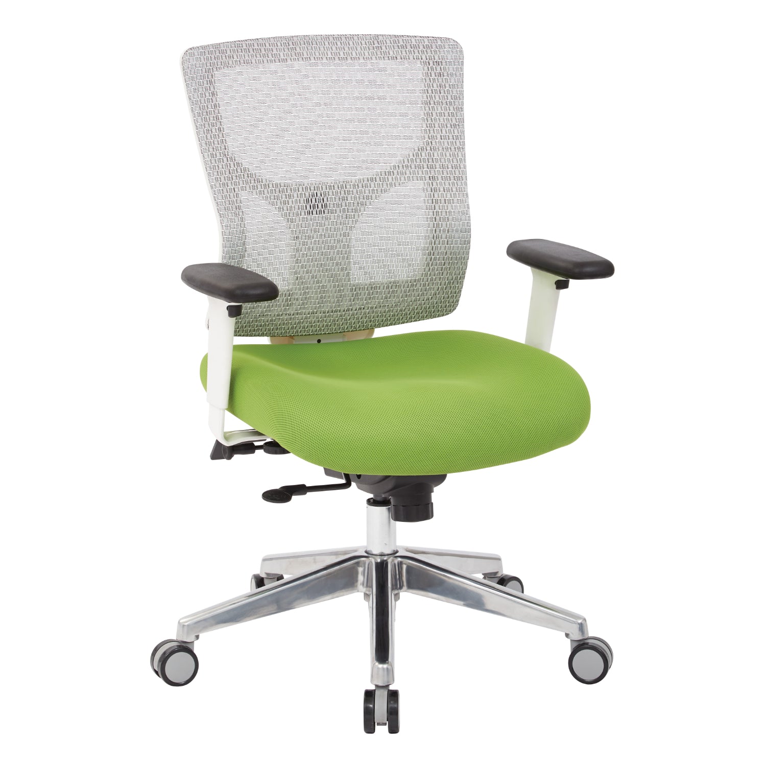 ProGrid® White Mesh Mid Back Chair, Padded Fun Colors Fabric Seat