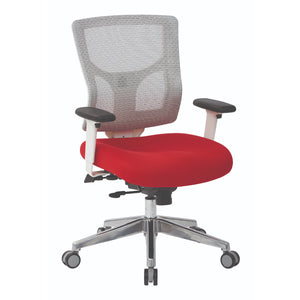 ProGrid® White Mesh Mid Back Chair, Padded Silver Ion Technology Dillon Seat