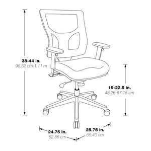 ProGrid® White Mesh Mid Back Chair, Padded Silver Ion Technology Dillon Seat