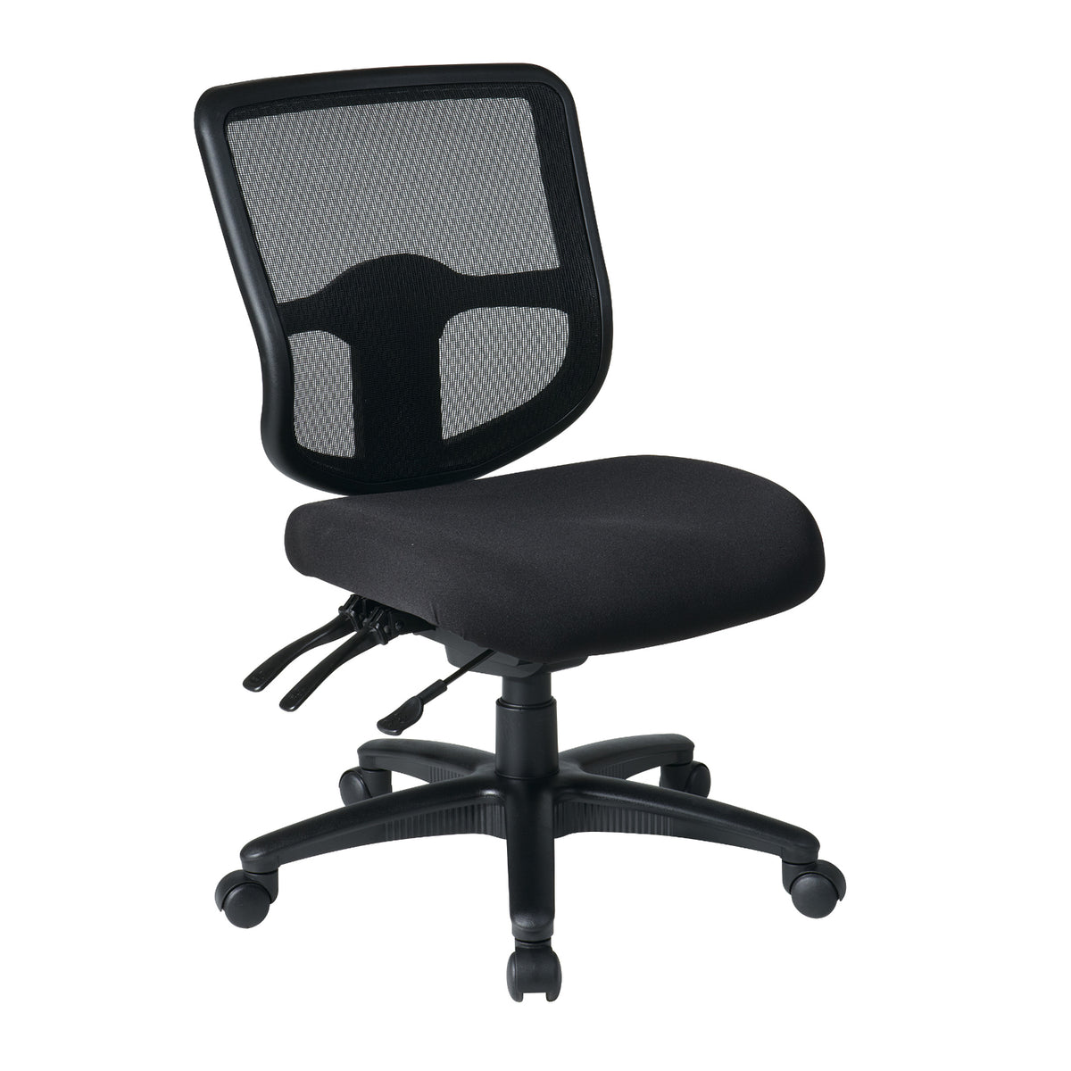 ProGrid Mesh Back Armless Ergonomic Task Chair with Padded Fabric Seat, Dual-Function Control