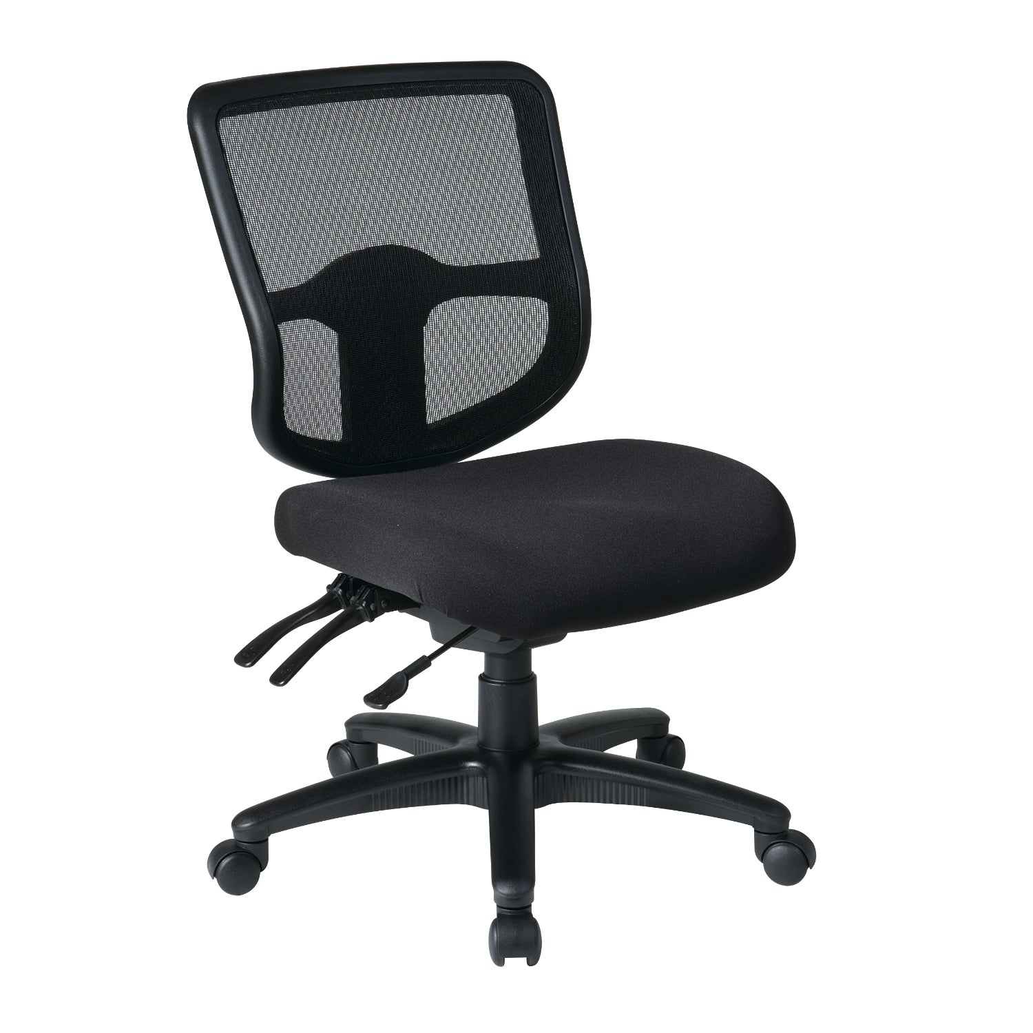 ProGrid Mesh Back Armless Ergonomic Task Chair with Padded Fabric Seat, Dual-Function Control
