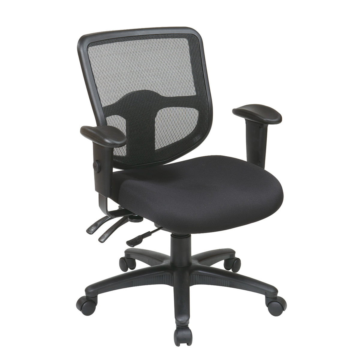 ProGrid Mesh Back Ergonomic Task Chair with Adjustable Arms, Padded Fabric Seat, Dual-Function Control