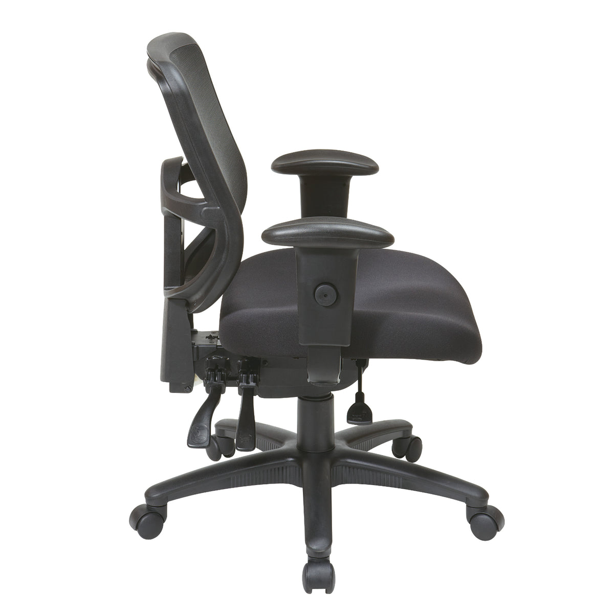 ProGrid Mesh Back Ergonomic Task Chair with Adjustable Arms, Padded Fabric Seat, Dual-Function Control