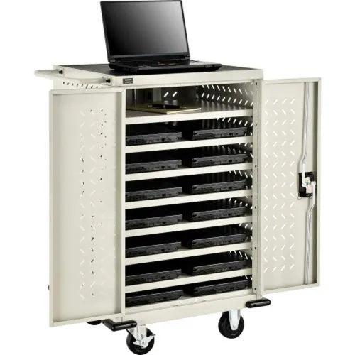 Global Industrial Laptop, Chromebook & Tablet Charging Cart, 24"W x 21"D x 40"H, Capacity 12, Unassembled