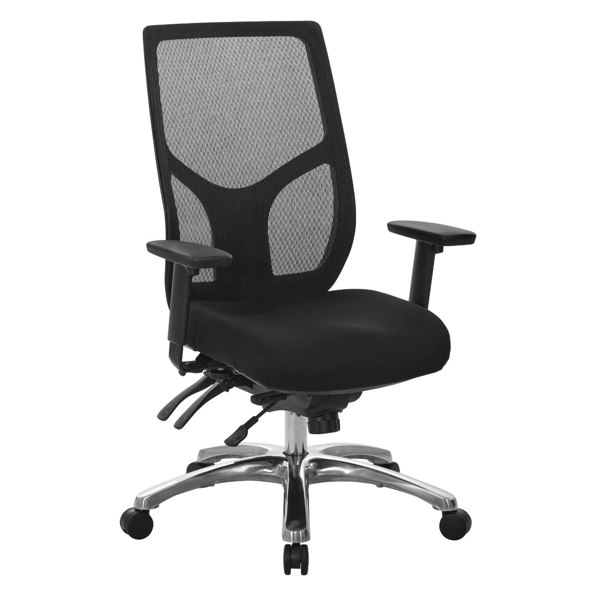 ProGrid® Mesh High-Back Manager's Chair with Padded Fabric Seat, Multi-Function Control