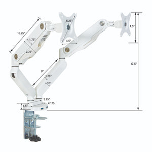 Ascend II® Gas Assist Double Monitor Arm with Dual USB 3.0 Ports