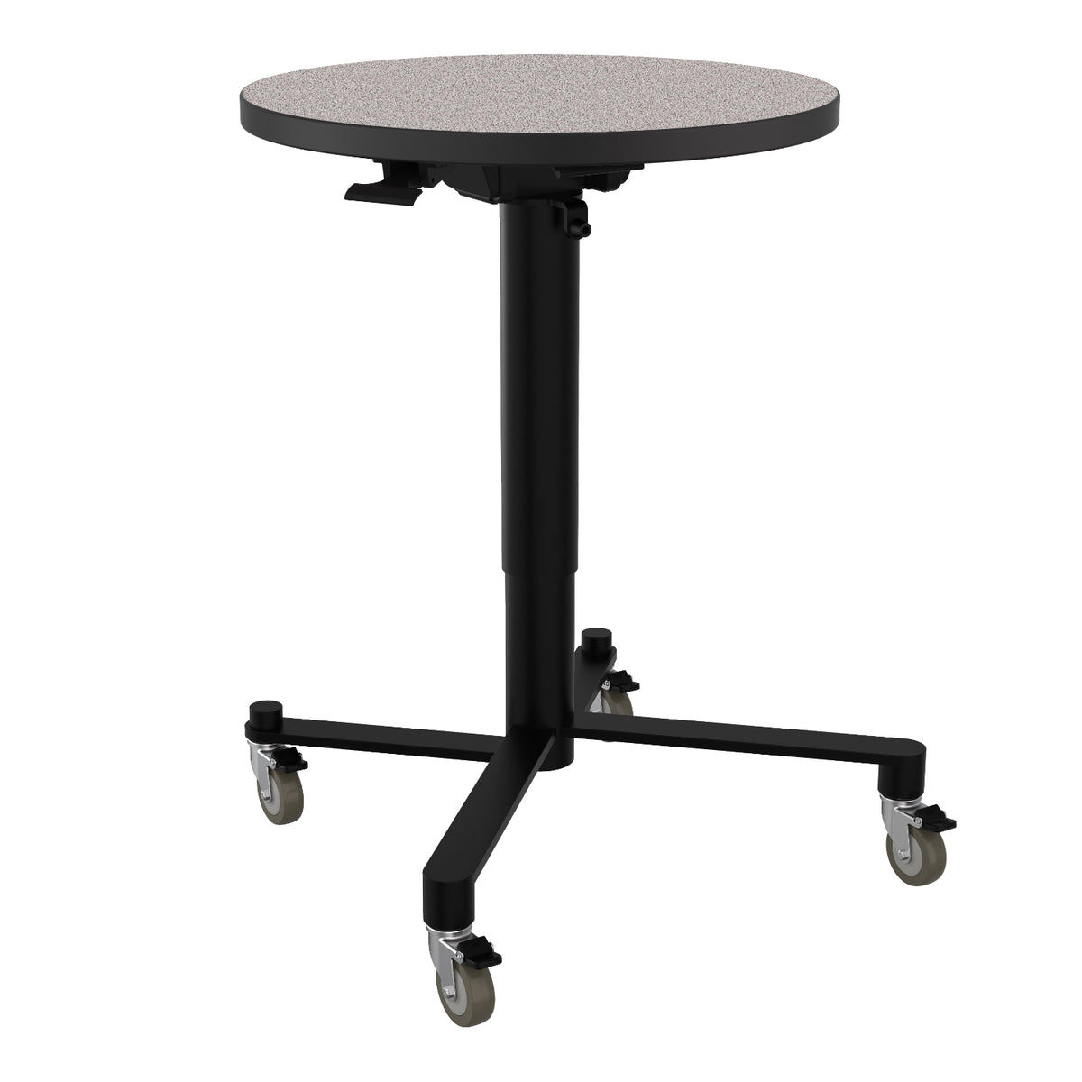 Adjustable Height Round Mobile Nesting Café Table, Particleboard Core, High Pressure Laminate Top with 3mm PVC Edge