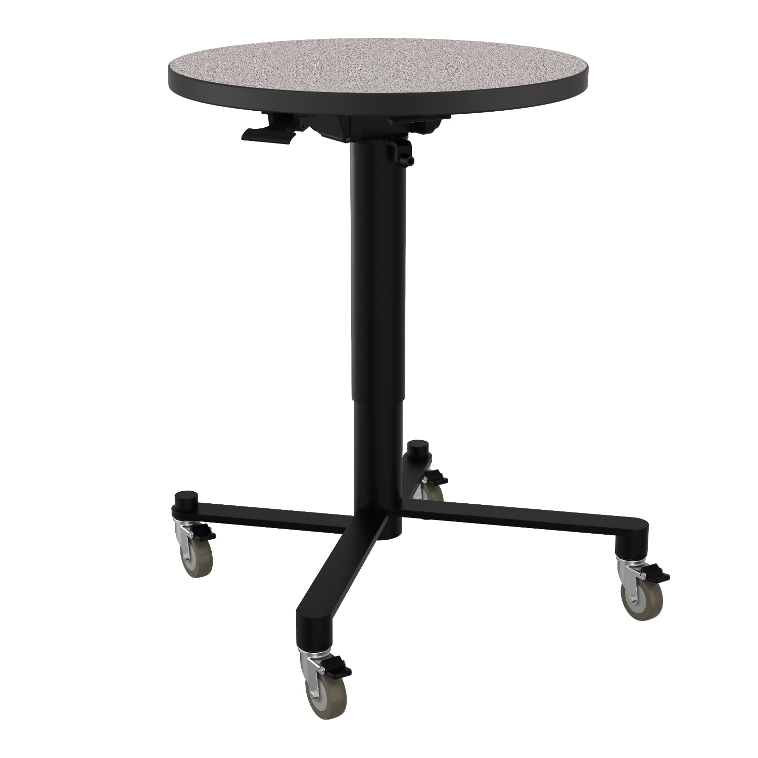 Adjustable Height Round Mobile Nesting Café Table, Particleboard Core, High Pressure Laminate Top with 3mm PVC Edge