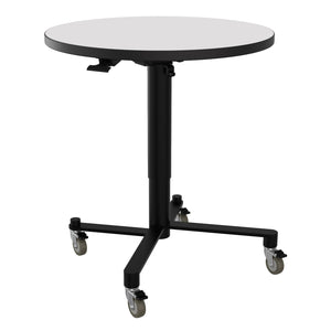 Air-Lift Round Adjustable Height Nesting Café Table, Particleboard Core, Whiteboard Top with 3mm PVC Edge