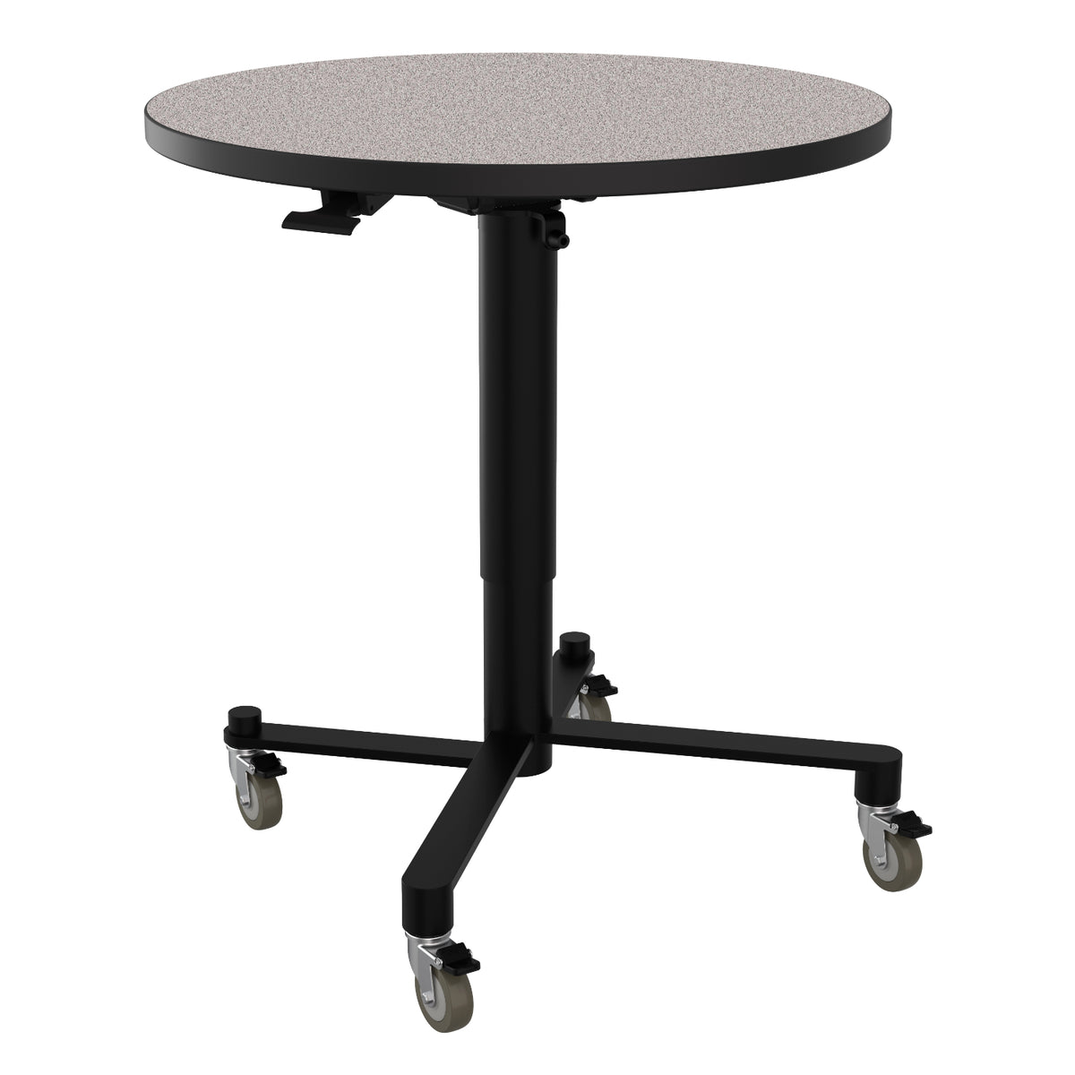 Adjustable Height Round Mobile Nesting Café Table, Particleboard Core, High Pressure Laminate Top with 3mm PVC Edge