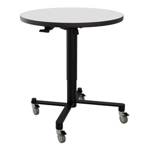 Air-Lift Round Adjustable Height Nesting Café Table, Particleboard Core, Whiteboard Top with T-Mold Edge