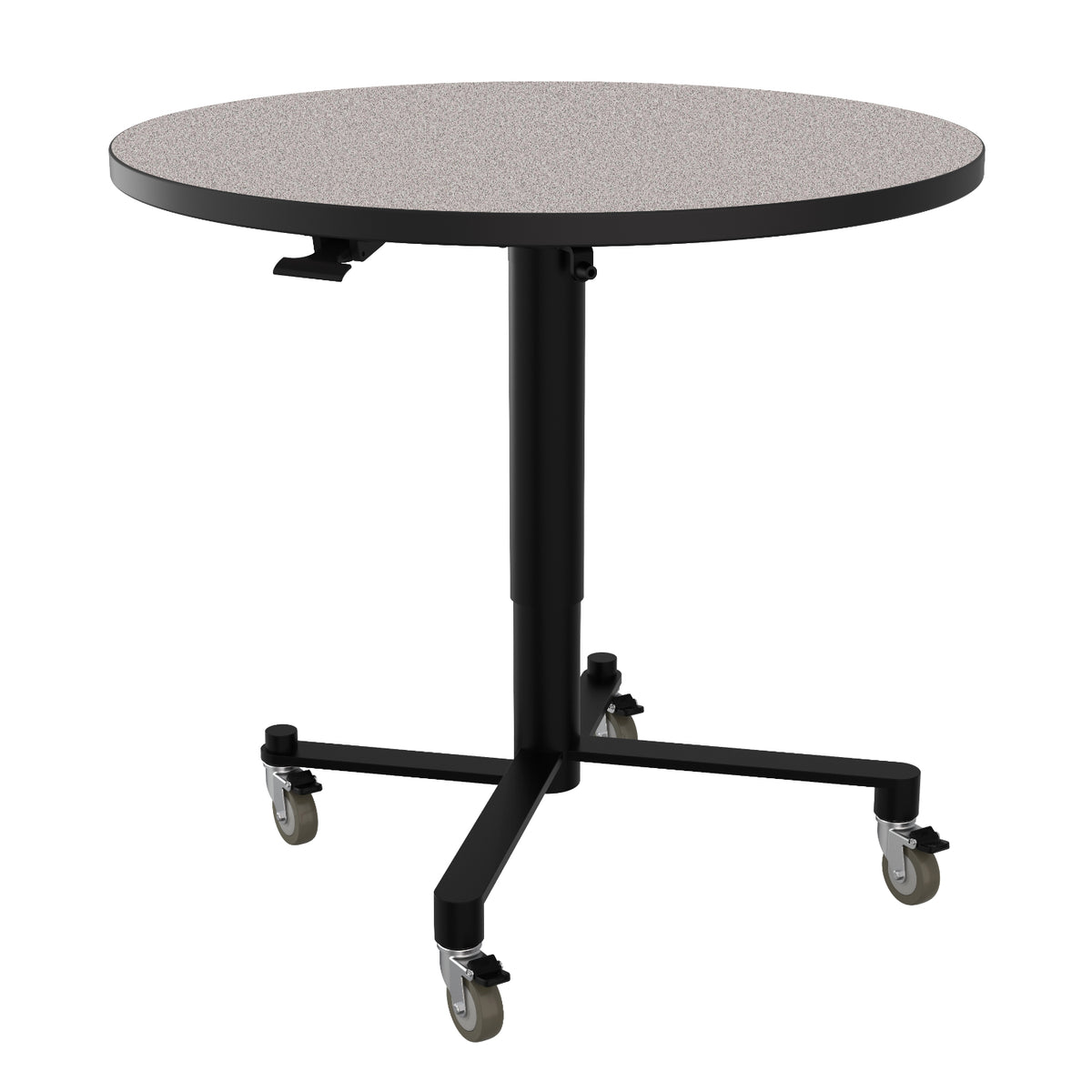 Adjustable Height Round Mobile Nesting Café Table, Particleboard Core, High Pressure Laminate Top with 3mm PVC Edge