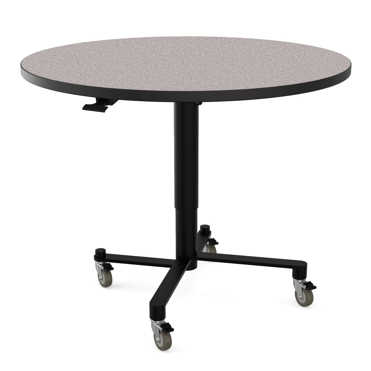 Adjustable Height Round Mobile Nesting Café Table, Particleboard Core, High Pressure Laminate Top with 3mm PVC Edge