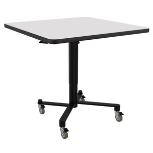 Adjustable Height Square Mobile Nesting Café Table, Particleboard Core, Whiteboard Top with T-Mold Edge