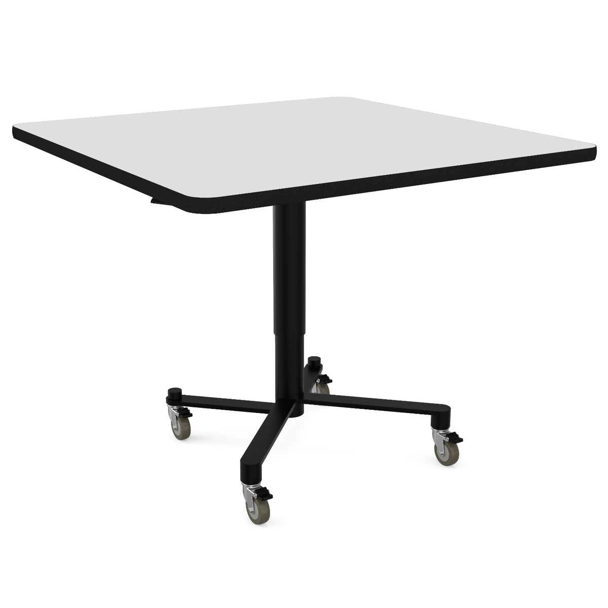 Adjustable Height Square Mobile Nesting Café Table, MDF Core, Whiteboard Top with ProtectEdge