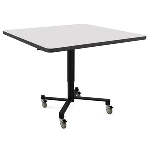 Adjustable Height Square Mobile Nesting Café Table, Particleboard Core, Whiteboard Top with 3mm PVC Edge