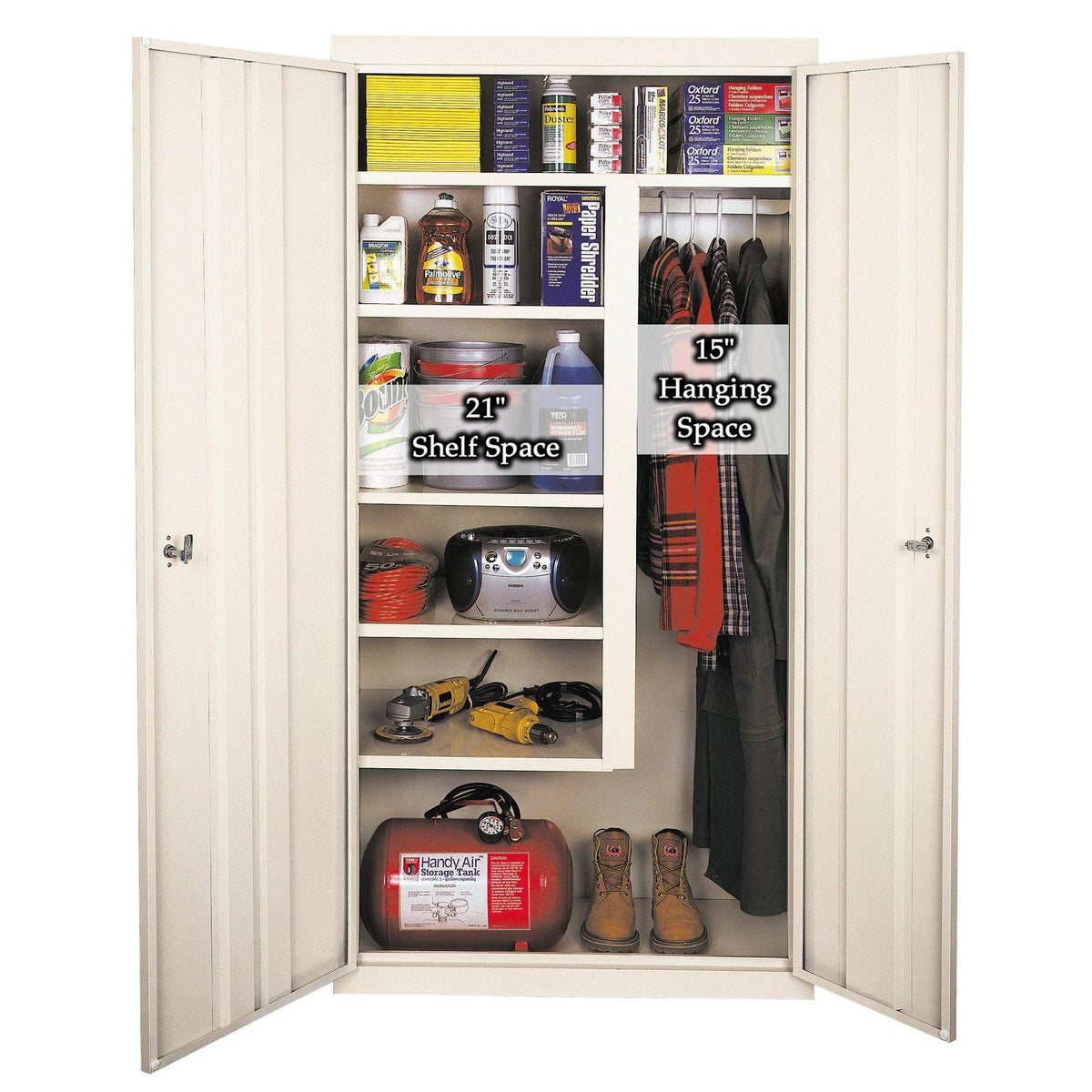 Herculite Metal All Purpose Combination Cabinet, 36" W x 21" D x 72" H