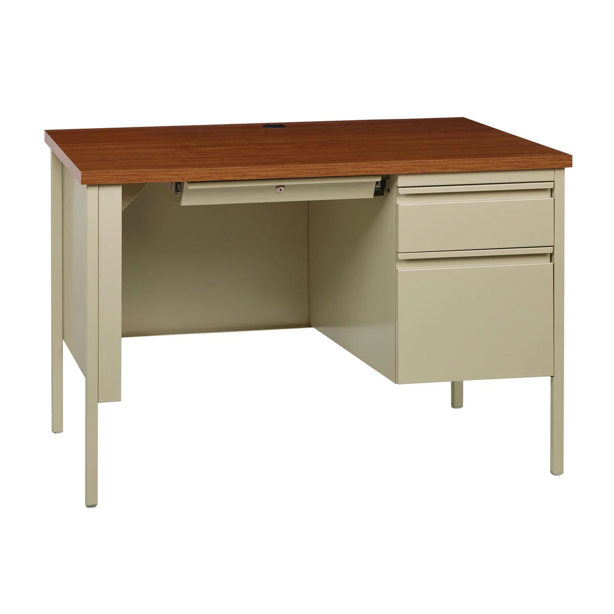 Single Pedestal Steel Desk, 45" x 24" x 29.5" H