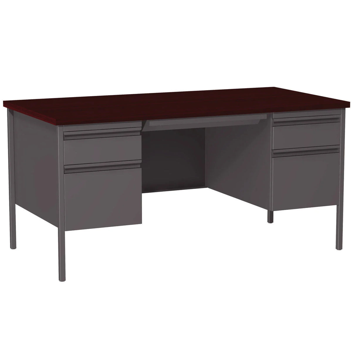 Double Pedestal Steel Desk, 60" x 30" x 29.5" H