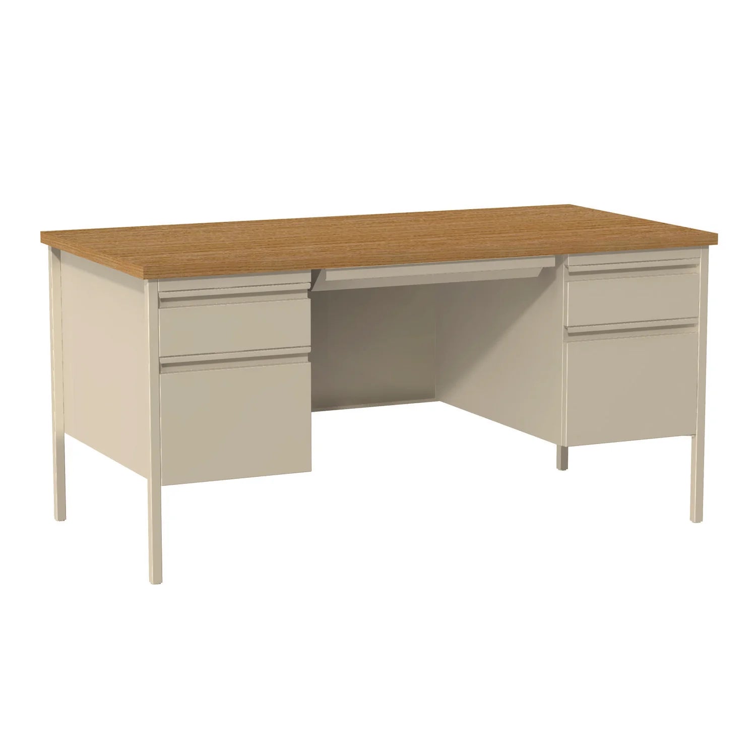 Double Pedestal Steel Desk, 60" x 30" x 29.5" H