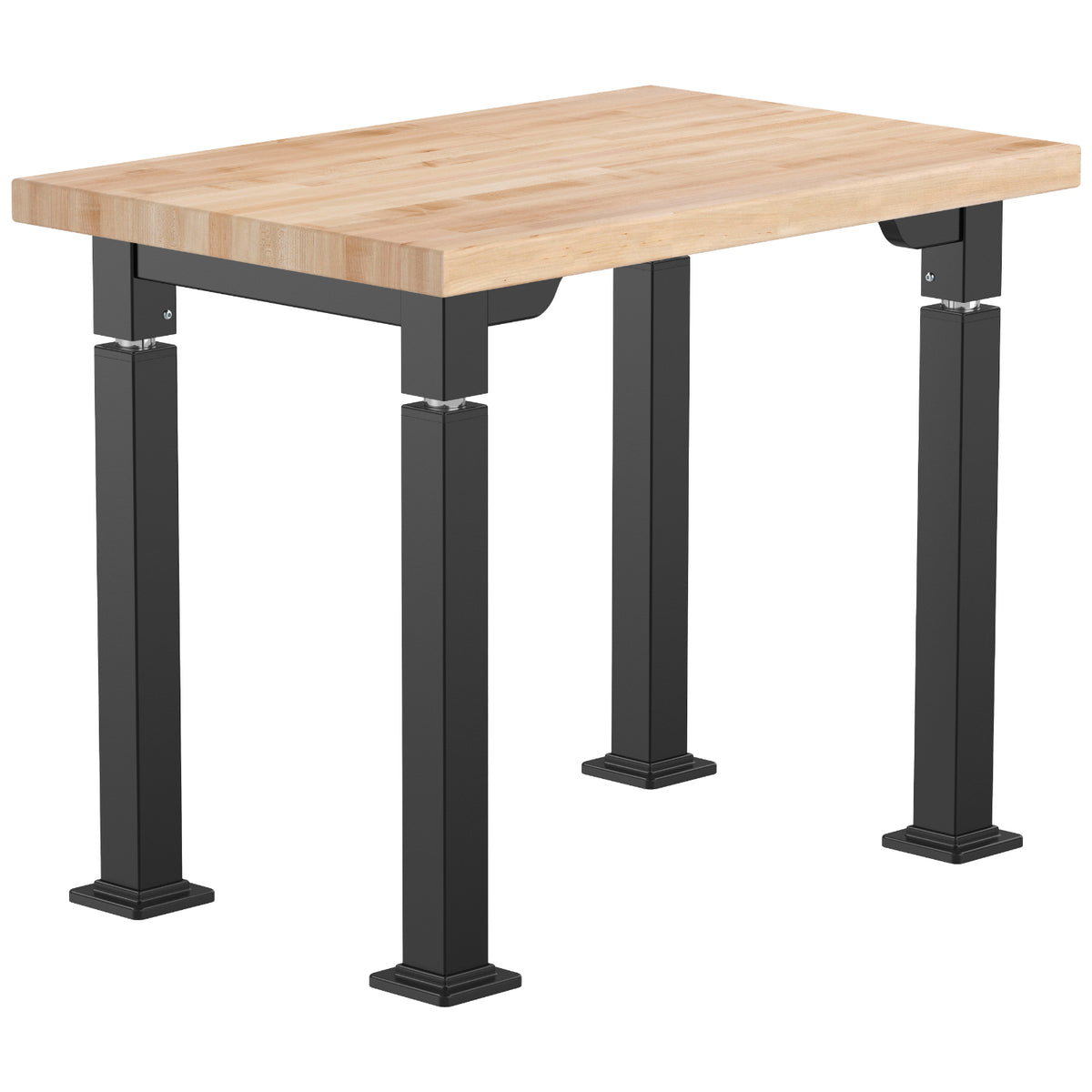 Adjustable Height Science Table with Designer Steel Frame, Butcherblock Top