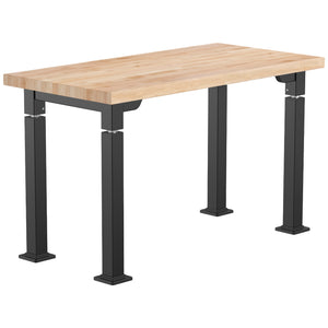 Adjustable Height Science Table with Designer Steel Frame, Butcherblock Top