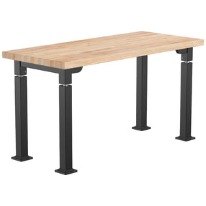 Adjustable Height Science Table with Designer Steel Frame, Butcherblock Top