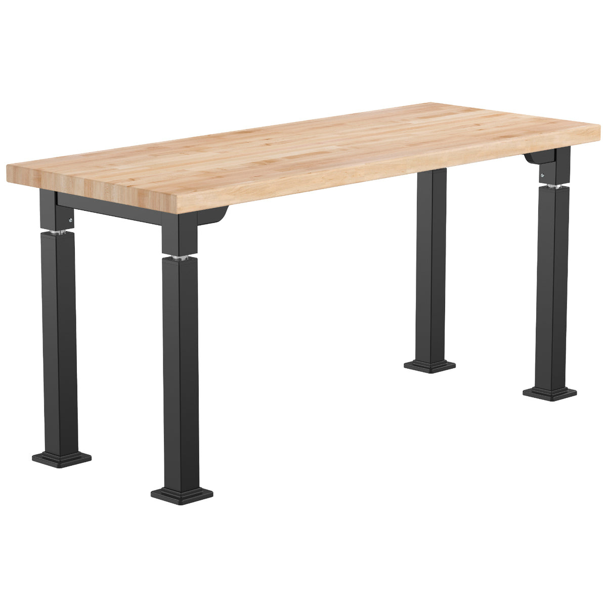 Adjustable Height Science Table with Designer Steel Frame, Butcherblock Top