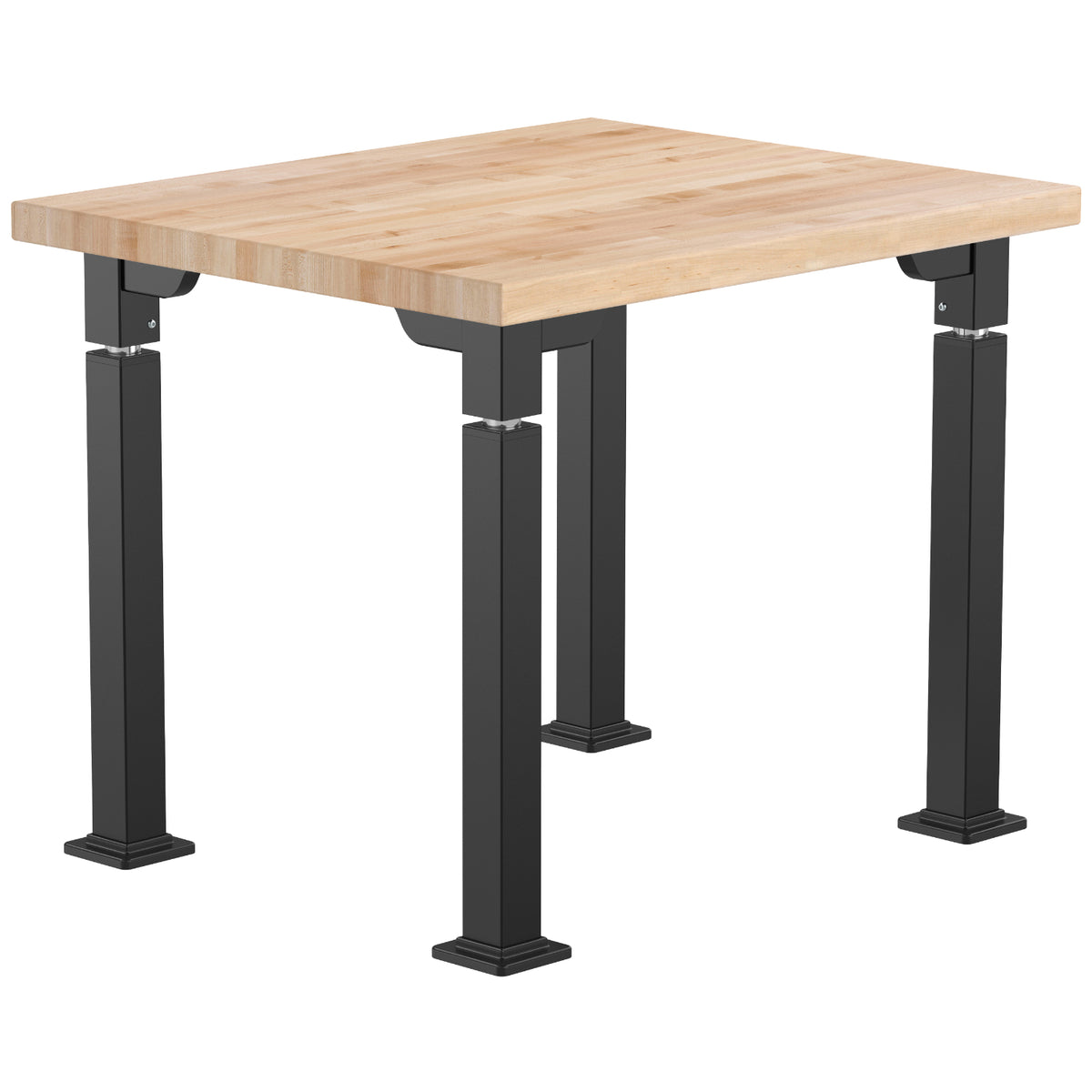 Adjustable Height Science Table with Designer Steel Frame, Butcherblock Top