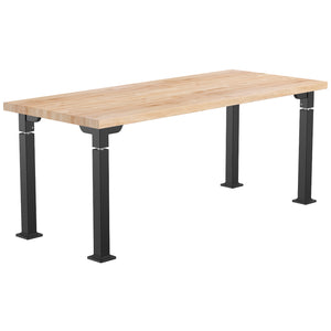 Adjustable Height Science Table with Designer Steel Frame, Butcherblock Top