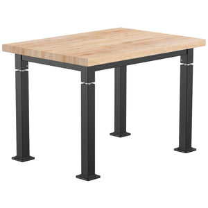 Adjustable Height Science Table with Steel Frame, Butcherblock Top