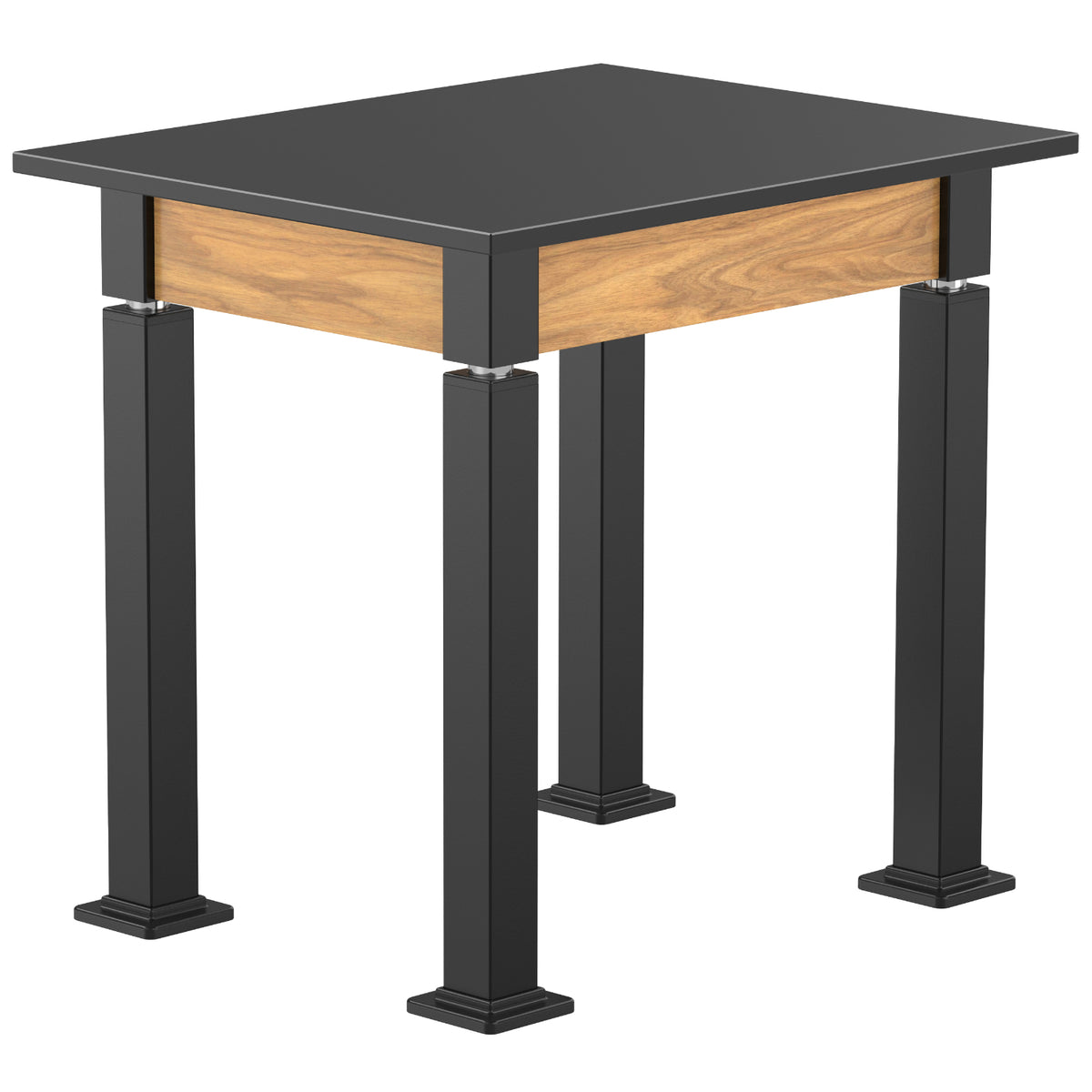 Adjustable Height Wood Frame Science Lab Table, Epoxy Top with Designer Beveled Edge