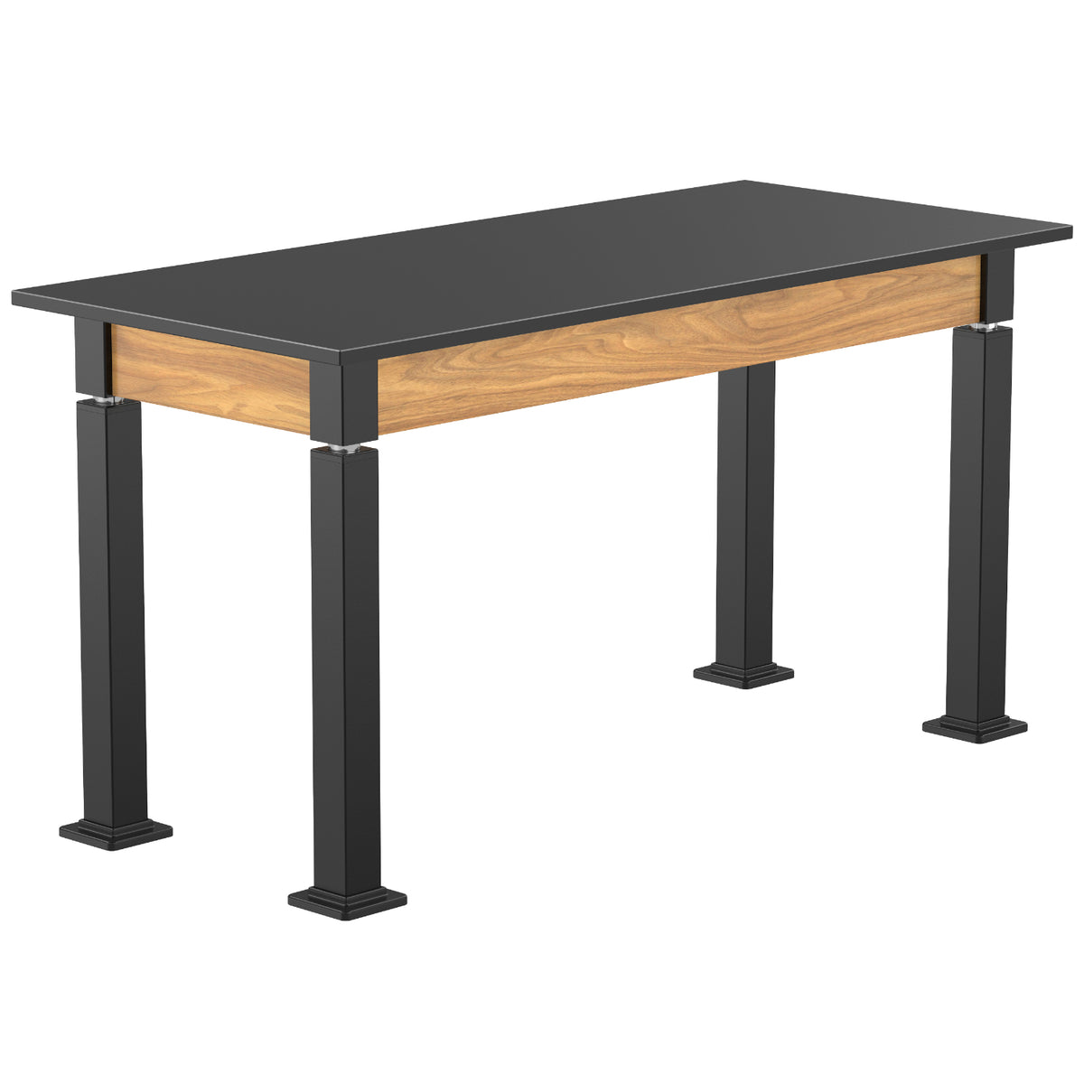 Adjustable Height Wood Frame Science Lab Table, Epoxy Top with Designer Beveled Edge