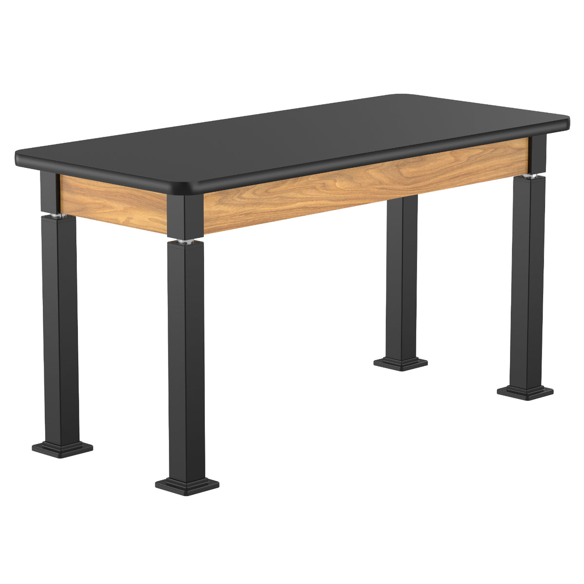 Adjustable Height Wood Frame Science Lab Table, Black High Pressure Laminate Top with Particleboard Core and T-Mold Edge