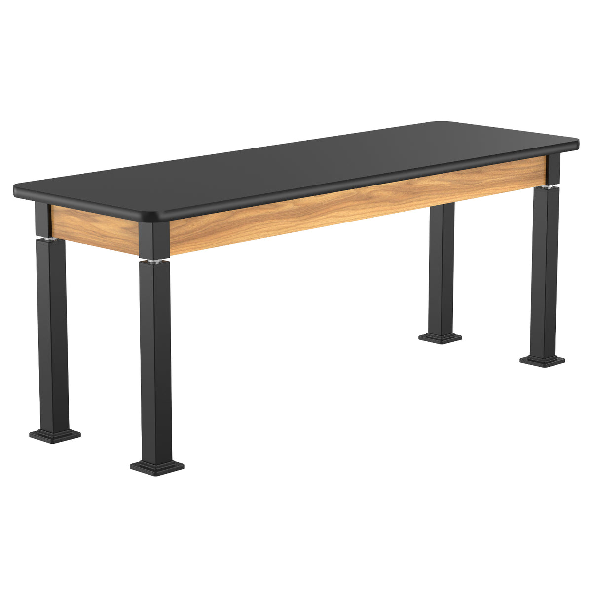 Adjustable Height Wood Frame Science Lab Table, Black High Pressure Laminate Top with Particleboard Core and T-Mold Edge