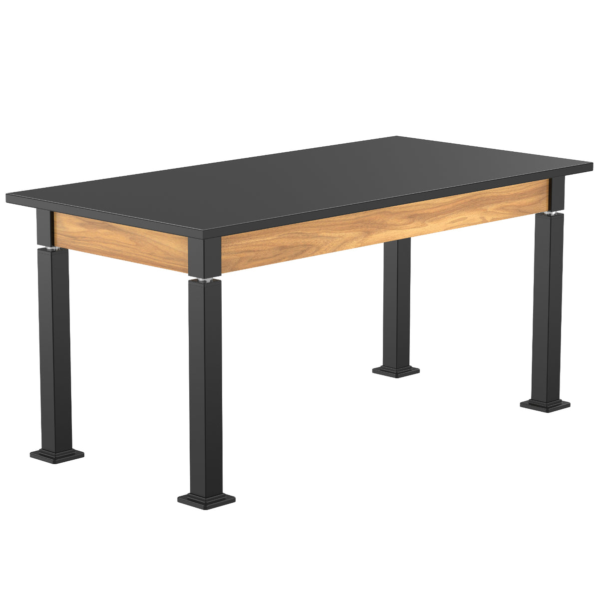 Adjustable Height Wood Frame Science Lab Table, Black Chem-Res Top with Particleboard Core and PVC Edge Banding