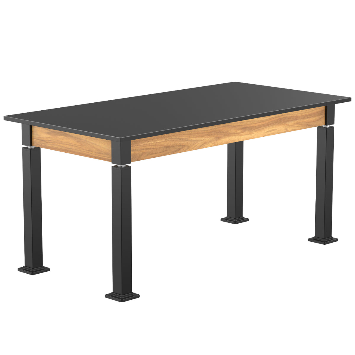 Adjustable Height Wood Frame Science Lab Table, Epoxy Top with Designer Beveled Edge