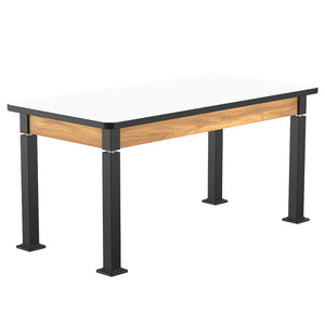 Adjustable Height Wood Frame Science Lab Table, Whiteboard Top with Particleboard Core and PVC Edge Banding