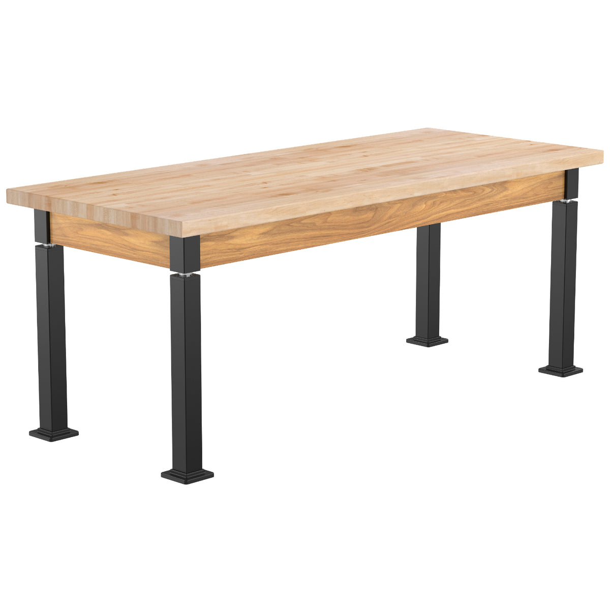 Adjustable Height Wood Frame Science Lab Table, Butcherblock Top
