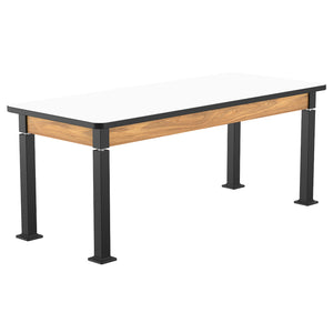 Adjustable Height Wood Frame Science Lab Table, Whiteboard Top with Particleboard Core and PVC Edge Banding