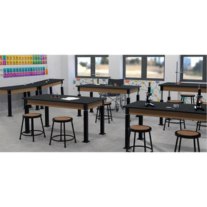 Adjustable Height Wood Frame Science Lab Table, Whiteboard Top with Particleboard Core and PVC Edge Banding