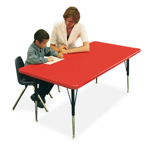 Correll Commercial Blow-Molded Plastic Adjustable Height Activity Table, Rectangle, 24" x 48"