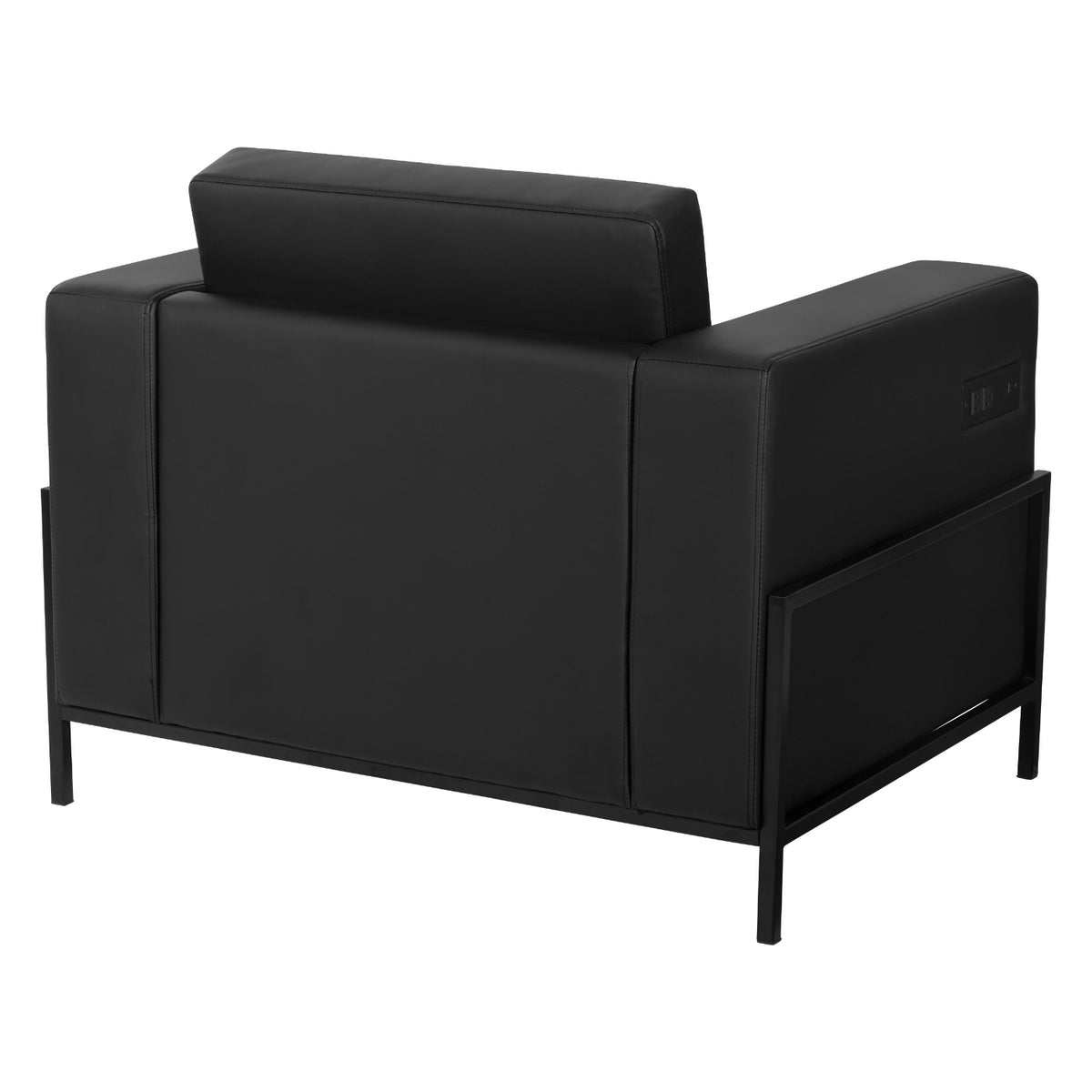 Arctic Armchair with USB and USB-C Charging Station, Black Faux Leather Upholstery