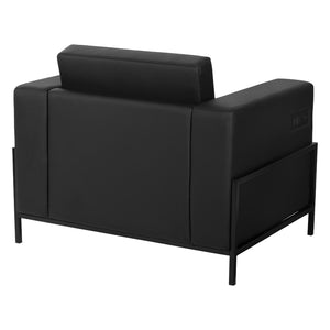 Arctic Armchair with USB and USB-C Charging Station, Black Faux Leather Upholstery
