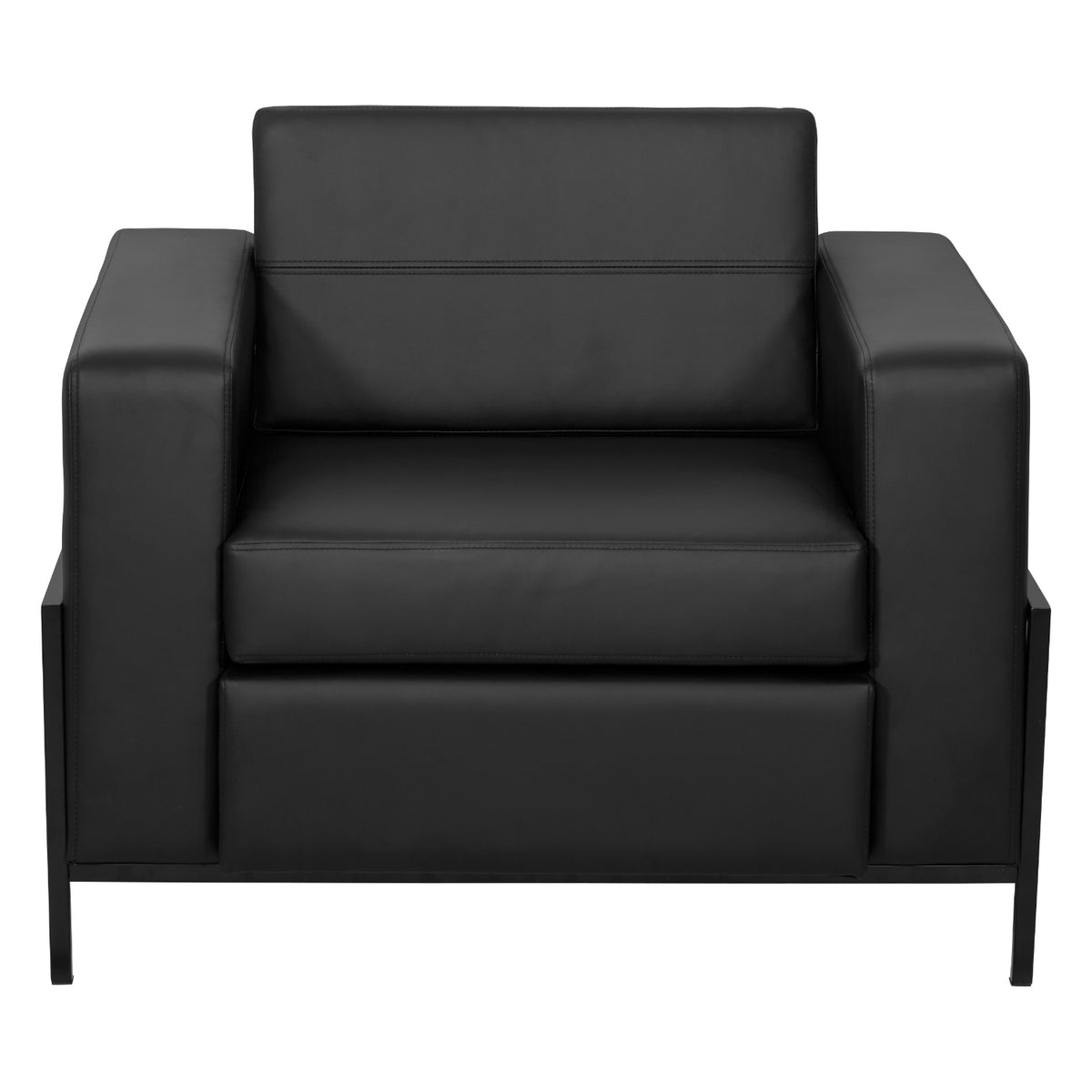 Arctic Armchair with USB and USB-C Charging Station, Black Faux Leather Upholstery