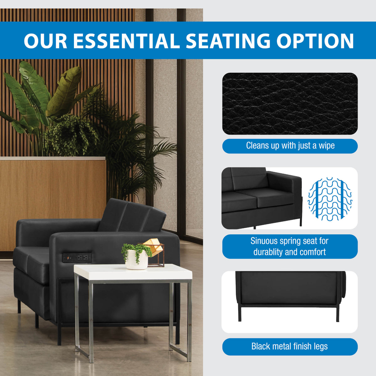 Arctic Loveseat with Dual USB and USB-C Charging Stations, Silver Ion Technology Dillon Fabric Upholstery