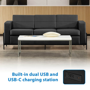 Arctic Sofa with Dual USB and USB-C Charging Stations, Silver Ion Technology Dillon Fabric Upholstery