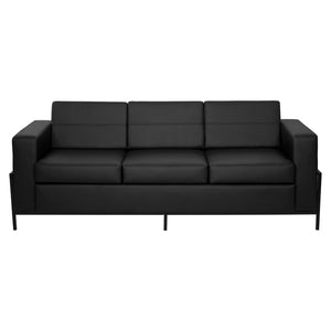 Arctic Sofa with Dual USB and USB-C Charging Stations, Black Faux Leather Upholstery